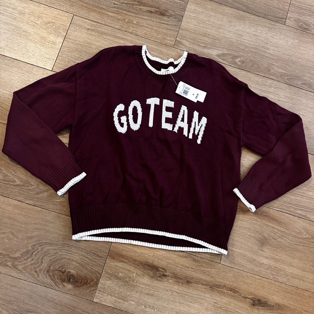 New Windsor Wine Burgundy Go Team Varsity Collegiate Crewneck Sweater RS639020 M